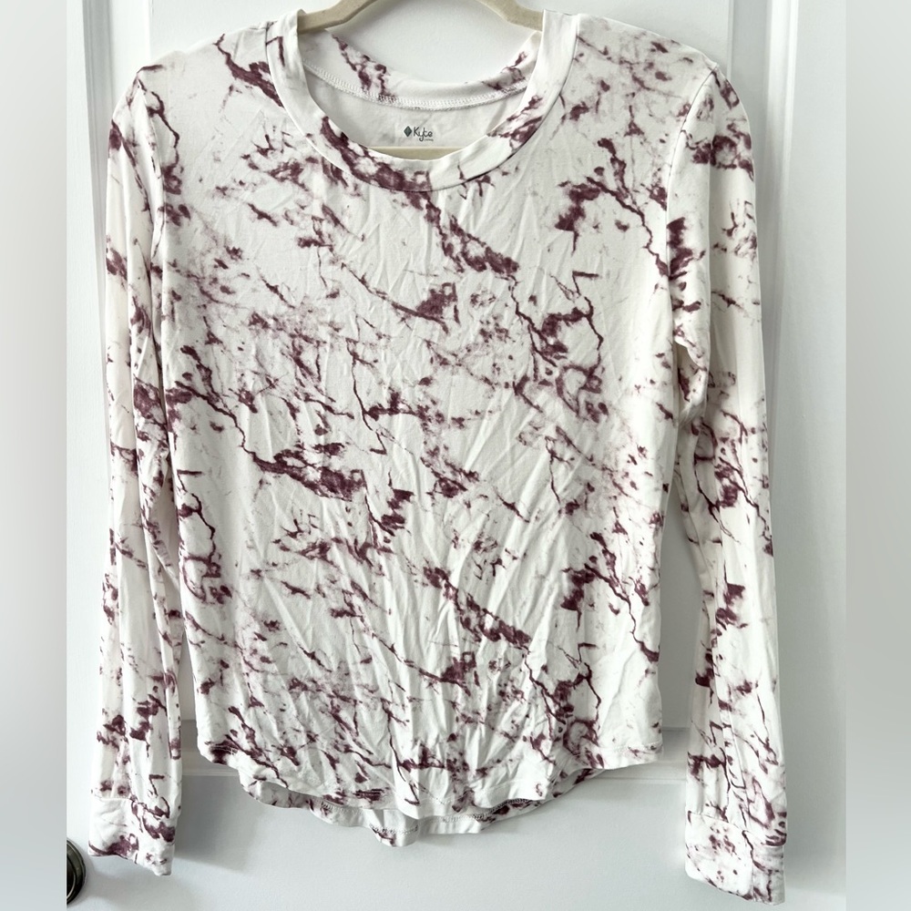 Kyte Living DISCONTINUED PRINT! Mulberry Marble Long Sleeve Pajama Top Size XS
